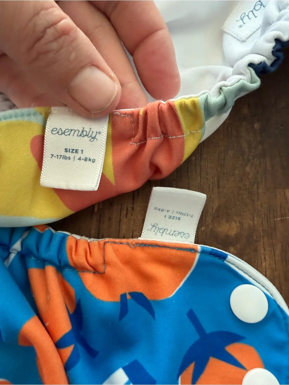 Esembly lot of 2 snap cloth diaper covers size 1 7-17lbs